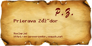 Prierava Zádor névjegykártya
